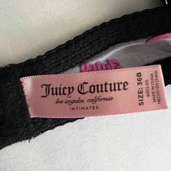 Juicy Couture 36B Black & Pink Logo Y2k Bra - Picture 6 of 7